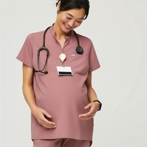 Figs Dusty Rose Maternity Scrub Top